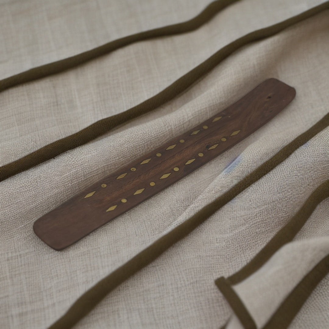 Wooden Incense Holder - Brass Diamond