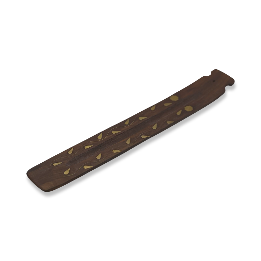 Wooden Incense Holder - Brass Floral