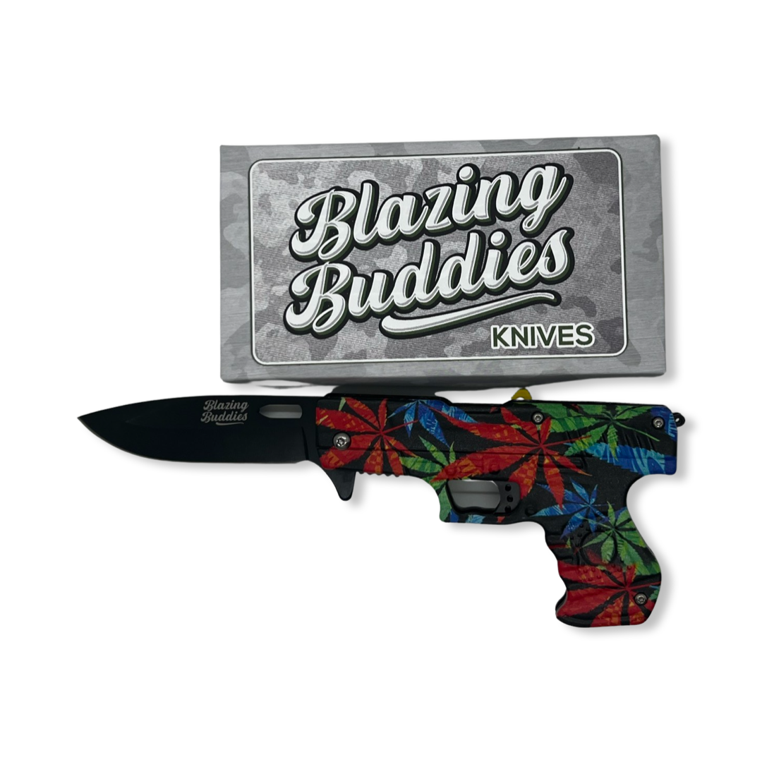 Blazing Buddies Knives - Gun - RGB Hemp Leaves