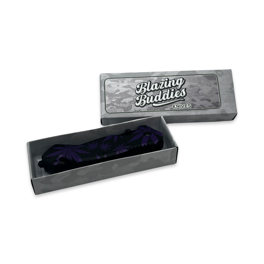 Blazing Buddies Knives - Purple Hemp Leaves