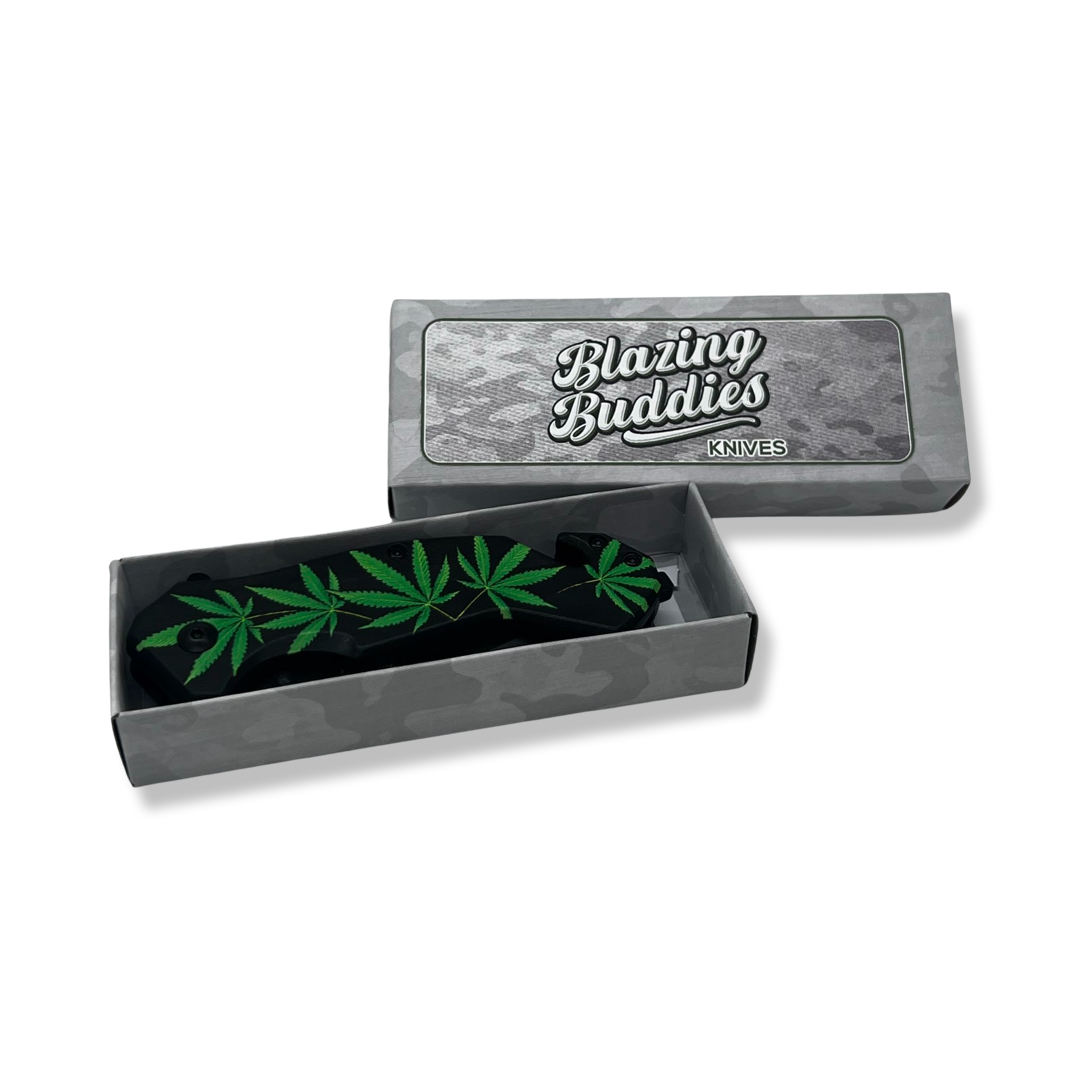 Blazing Buddies Knives - Green Hemp Leaves