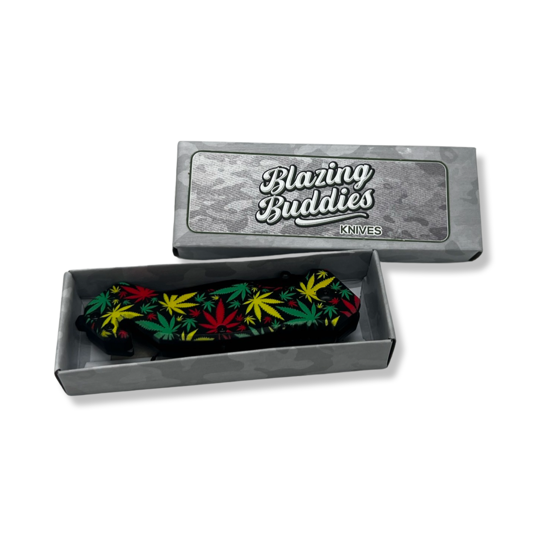 Blazing Buddies Knives - Tri-colored Hemp Leaves