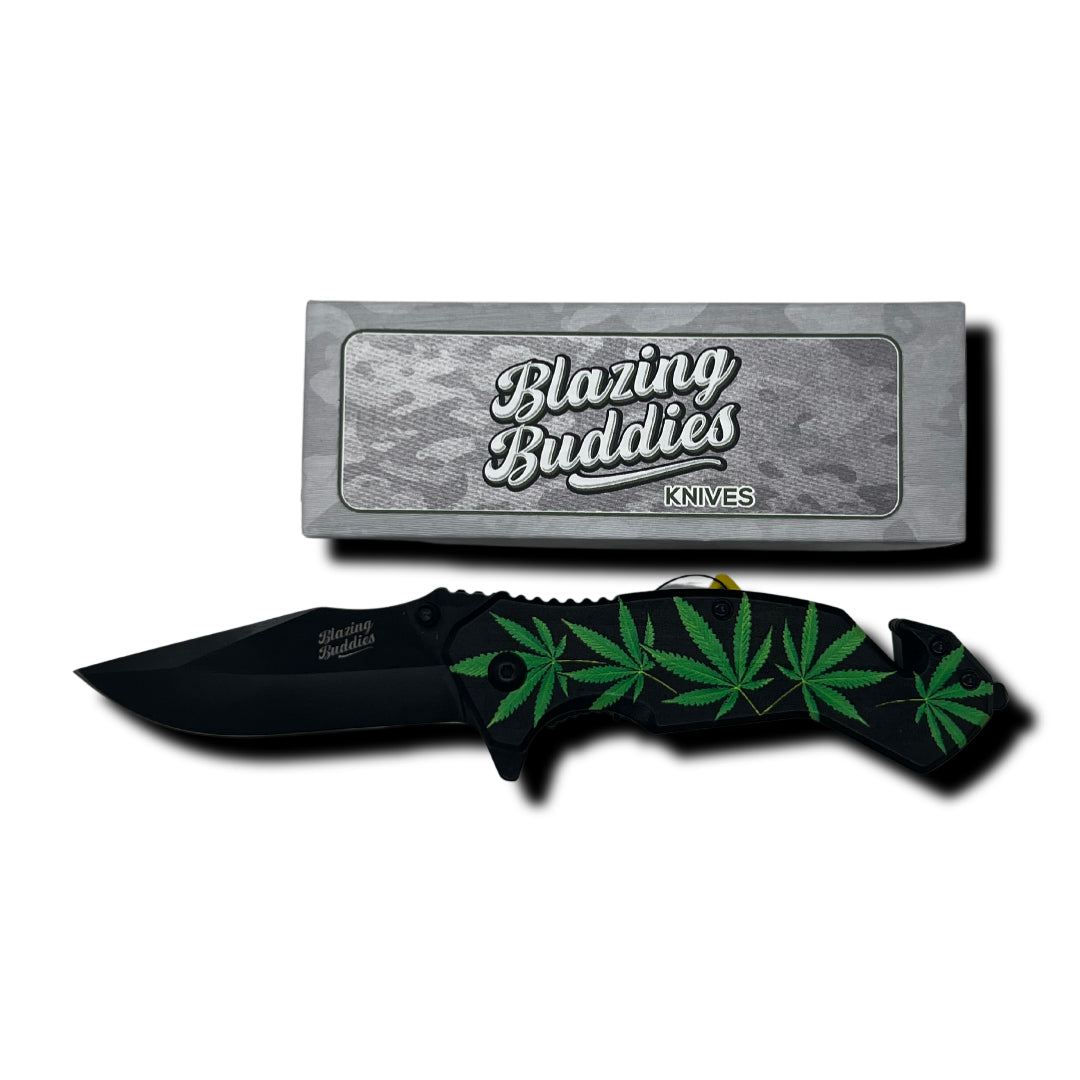 Blazing Buddies Knives - Green Hemp Leaves