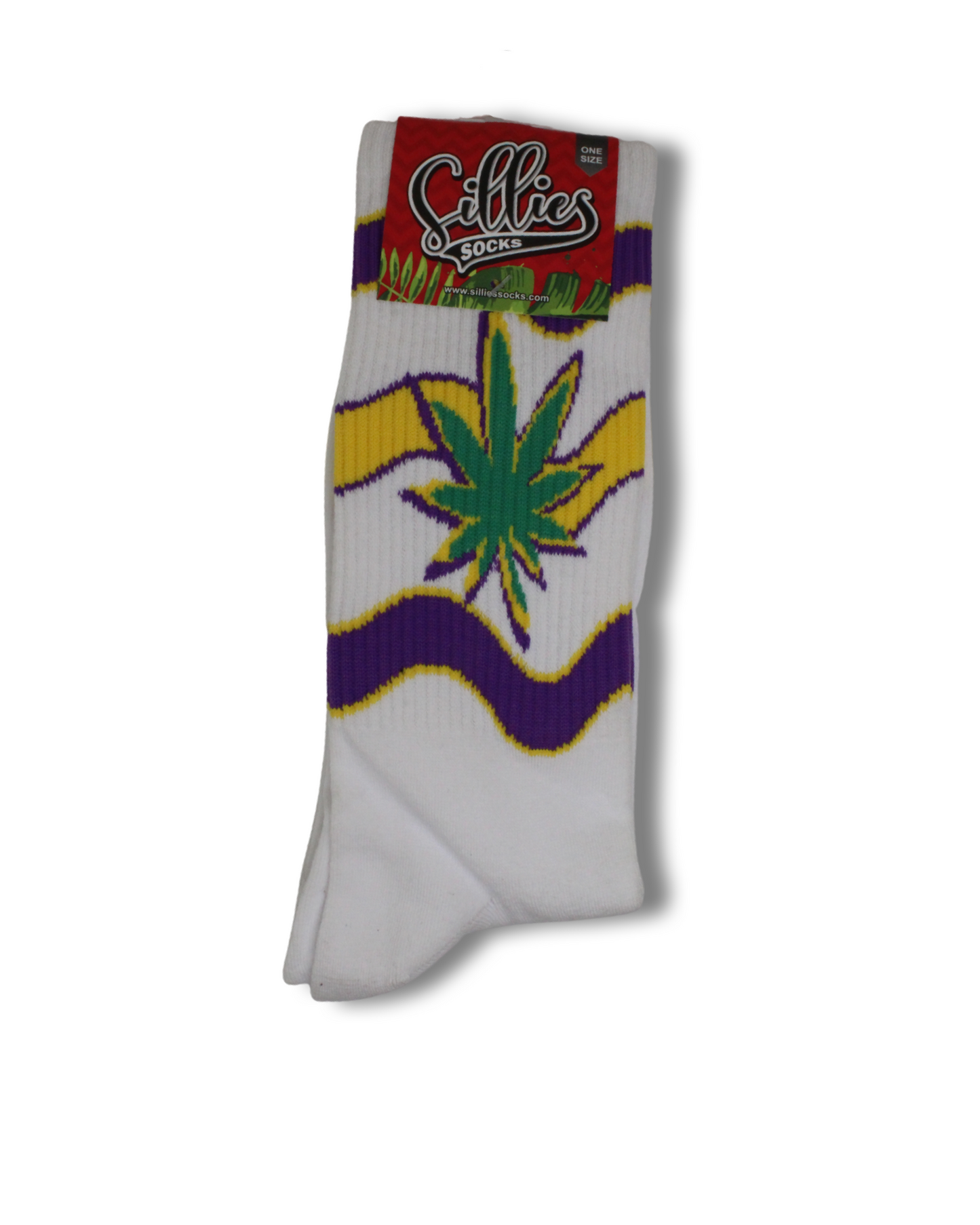 Sillies Socks One Size - Yellow and Purple Hemp Leaf