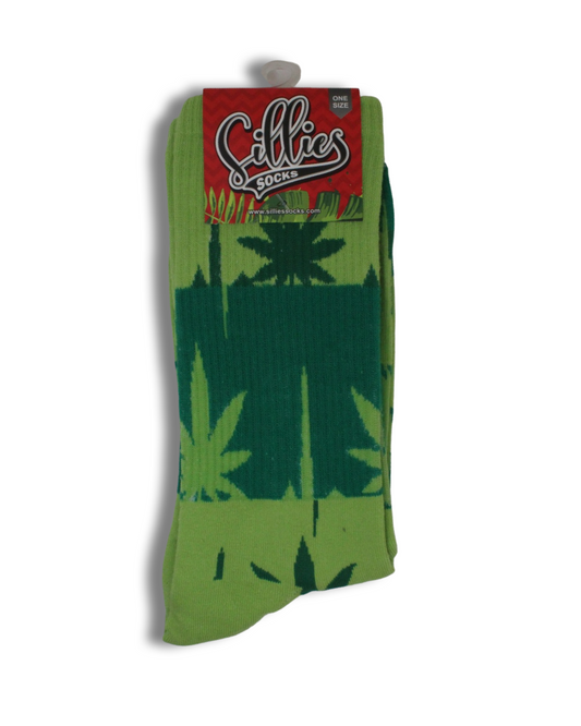 Sillies Socks One Size - Green Hemp Leaf Stripes