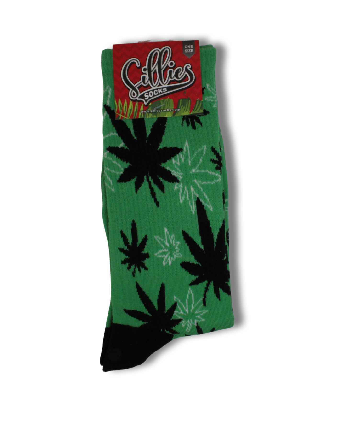 Sillies Socks One Size - Green and Black Hemp Leaves