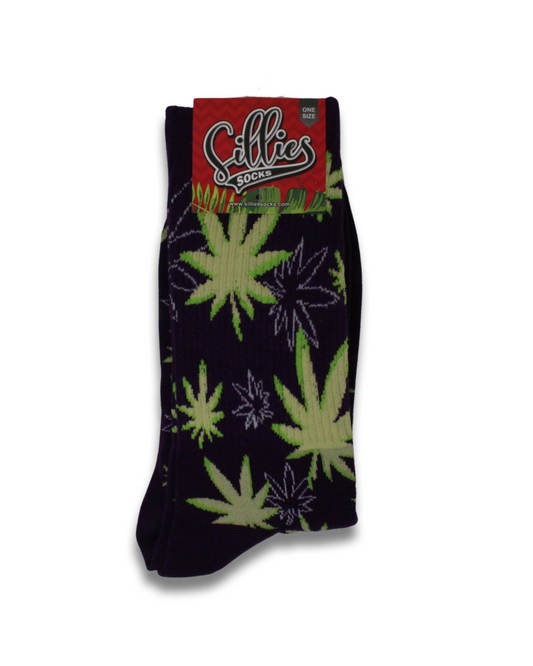 Sillies Socks One Size - Purple and Green Hemp Leaves