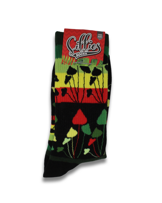 Sillies Socks One Size - Rasta Colored Mushrooms