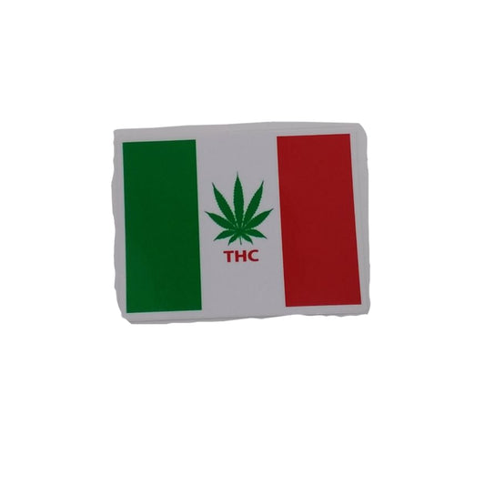 Mexico Flag THC with Leaf - Sticker
