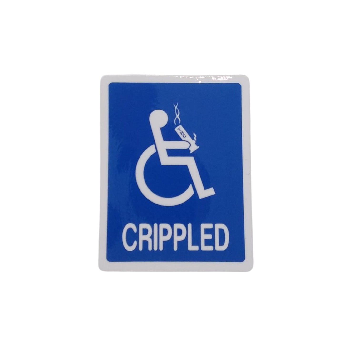 Crippled Handicap Sign Smoking Bong - Sticker