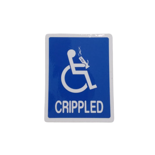 Crippled Handicap Sign Smoking Bong - Sticker