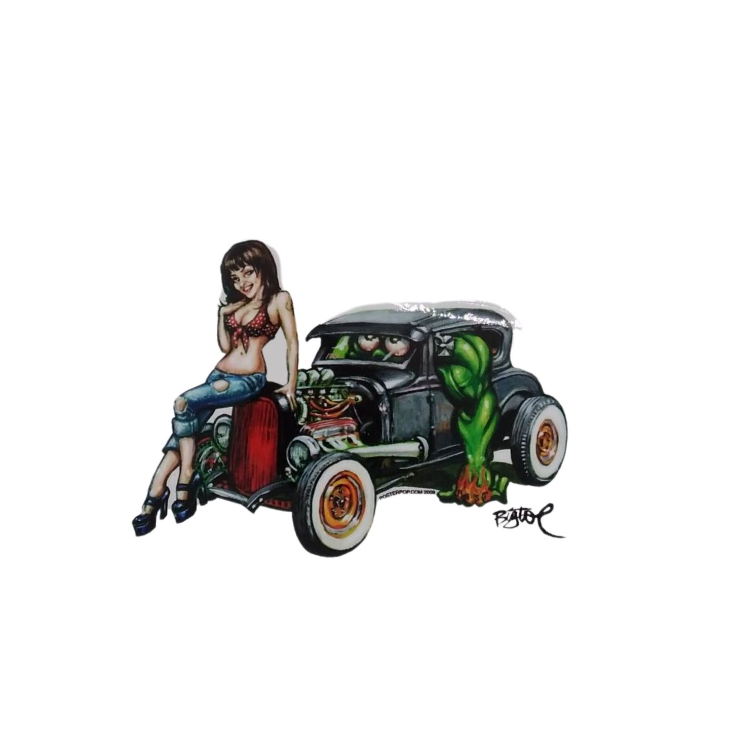 BigToe Hot Rod and Girl - Sticker