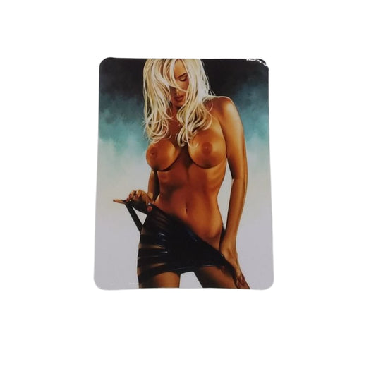 Blonde Woman Undressing, Uncensored - Sticker
